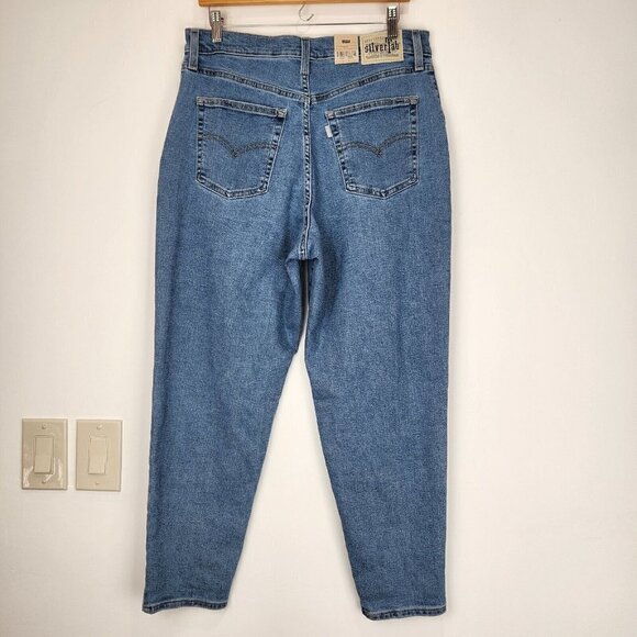 Levi's NWT Silver Tab High Waisted Mom Jean Womens 31 Distressed Tapered Leg - Picture 2 of 13
